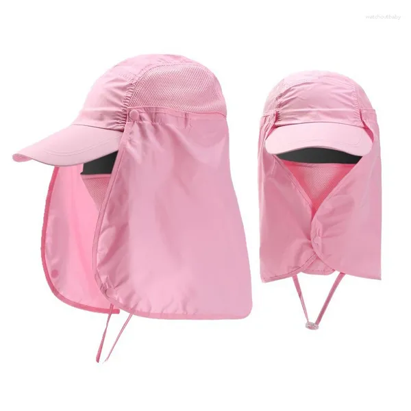 Berets Unisex Fischerhut Sonnenschutz Wanderkappe Mesh Atmungsaktiv Sommer Outdoor UV Schnelltrocknend Abnehmbares Vollgesicht