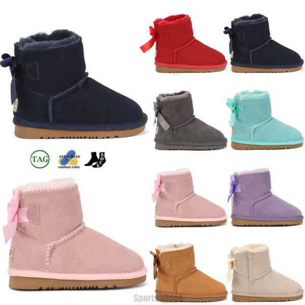 20211 Designer Criança Mulheres Bebê Crianças Tornozelo Mini Botas de Neve Pele de Carneiro Pele de Pelúcia Manter Botas Quentes AUS Austrália Curto Macio Confortável Meninas Meninos Bota com Cartão Dustbag