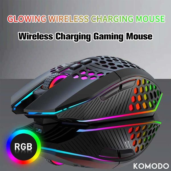 Cartões Mouse de jogo sem fio Charging 8Button LED 2.4G Design ergonômico RGB Gaming Mouse com receptor externo