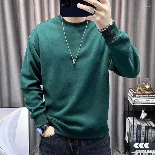 Hoodies masculinos outono inverno algodão manga longa pequena grade vermelha bordado em torno do pescoço moletom moda casual pulôver tm1 topo