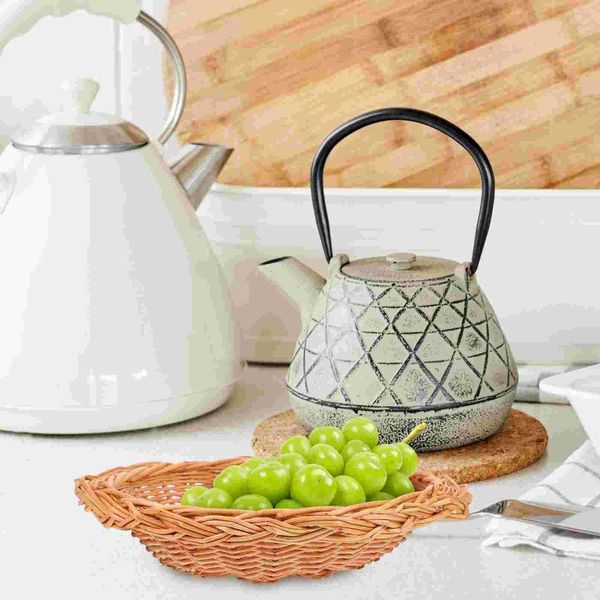 Set di stoviglie Cestino portaoggetti intrecciato Cestini di vimini per feste di frutta per regali Decorativi naturali vuoti