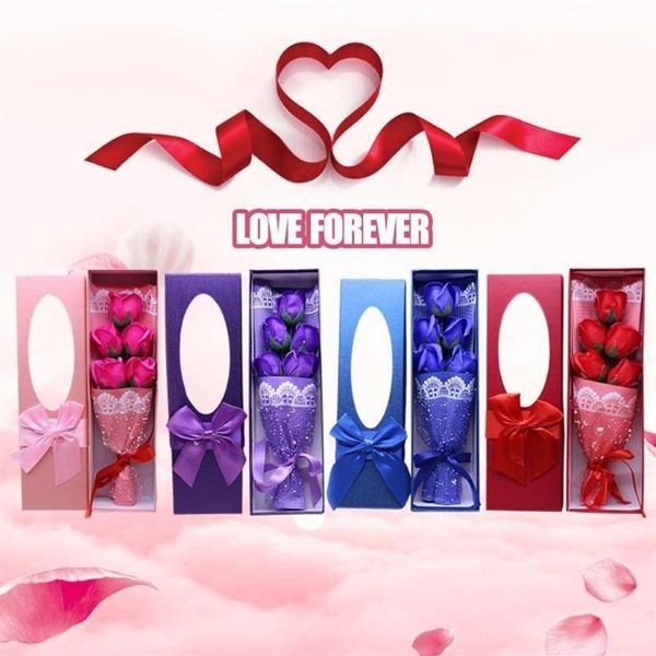 5 pezzi Set sapone da bagno profumato Petalo di fiore di sapone alla rosa con confezione regalo per matrimonio San Valentino Festa della mamma Gif1249s dell'insegnante