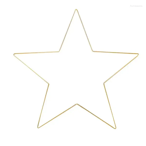 Flores decorativas de metal estrelas quadro vitrificação pentagrama em forma grinalda diy sonho apanhador anel arte da parede ornamento decoração da janela para casa loja