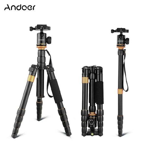 Acessórios Andoer QZ278 Tripé de câmera profissional Monopé com cabeça esférica para Canon Nikon Sony DSLR Tripé melhor que Q999s Q666 Pro