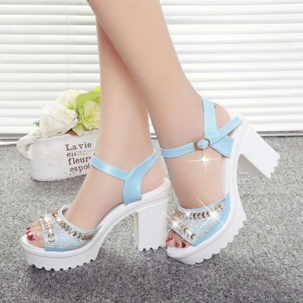 Sandalen 2023 Damenmode Elegant Keil Sommer High Heels Plattform Römischer Kristall Offener Zeh