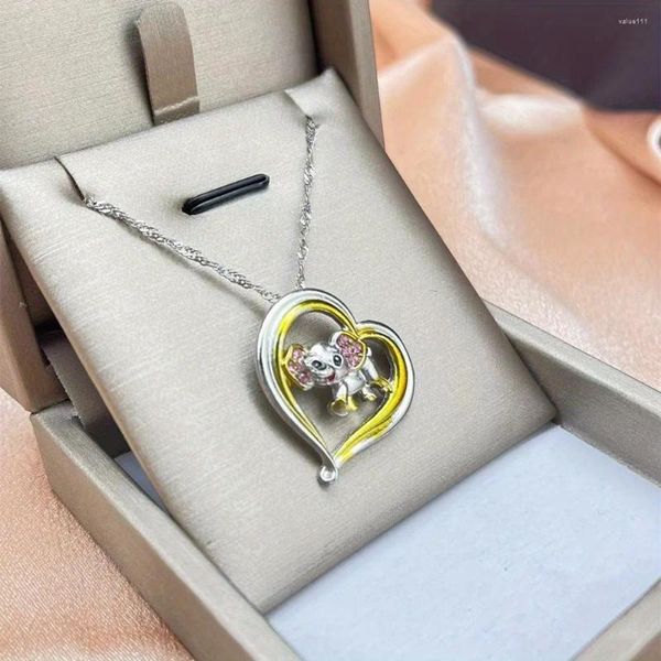 Pingente colares moda amor elefante colar jóias acessórios bonito animal aniversário presente para mulheres