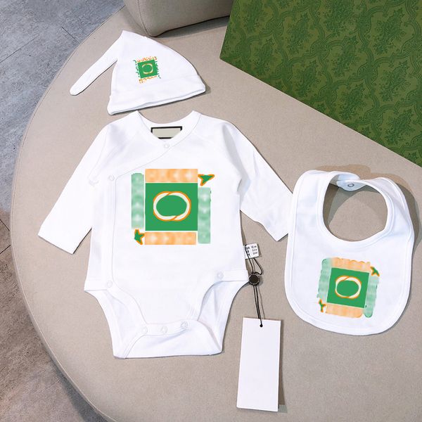 stampa classica Tuta da arrampicata per bambini set da tre pezzi Puro cotone Tuta da neonato Pagliaccetti Neonato Vestiti Manica lunga Tutina Tutina CSD2312151