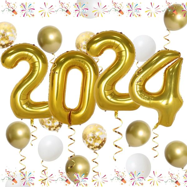 Altri articoli per feste per eventi Numeri di palloncini in oro da 40 pollici 2024 Decorazioni per feste di Capodanno Palloncini per felice anno 231215