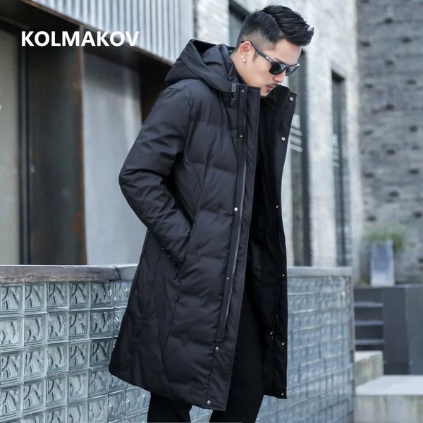 Piumini da uomo Parka 2024 Giacca invernale stile lungo di alta qualità 90% piumini d'anatra bianca da uomo da uomo caldo cappotto con cappuccio moda ispessito full size M-5XL 231215