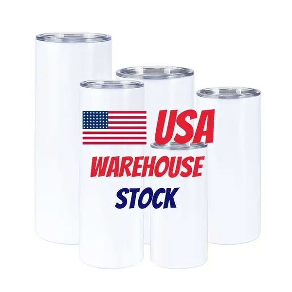 US CA STOCK 20oz Carro Tumblers Sublimação Blanks Branco Aço Inoxidável Grande Capacidade Masculino e Feminino Estudantes Garrafas de Água 1216