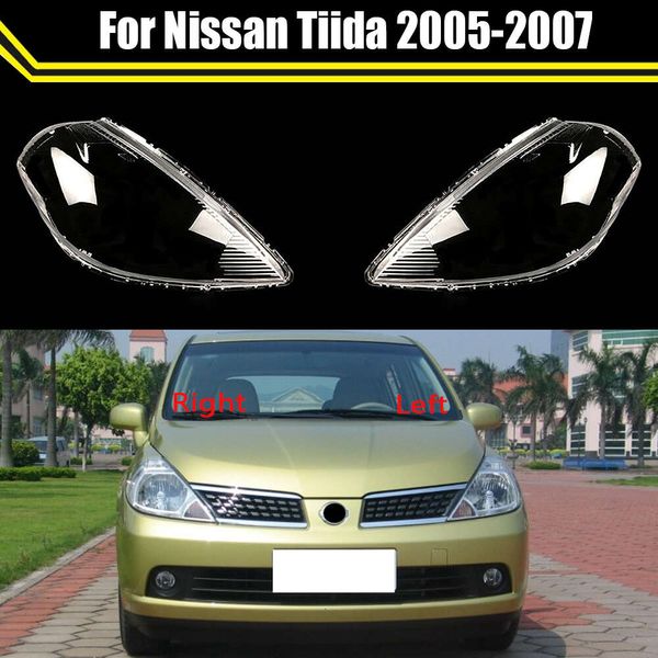 Anteriore Auto Luminoso Testa Luce Ombra Borsette Caps Faro Copertura Della Lampada Paralume In Vetro Lente Del Faro per Nissan Tiida 2005 2006 2007