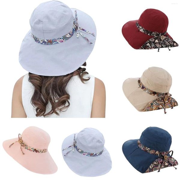 Cappelli a tesa larga Cappello da sole estivo da donna Visiera da viaggio Spiaggia per bambini