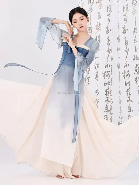 Bühnenkleidung 2023 Chinesisches klassisches Kleid weibliche Gaze-Tanztrainingskostüm Hanfu-Leistung