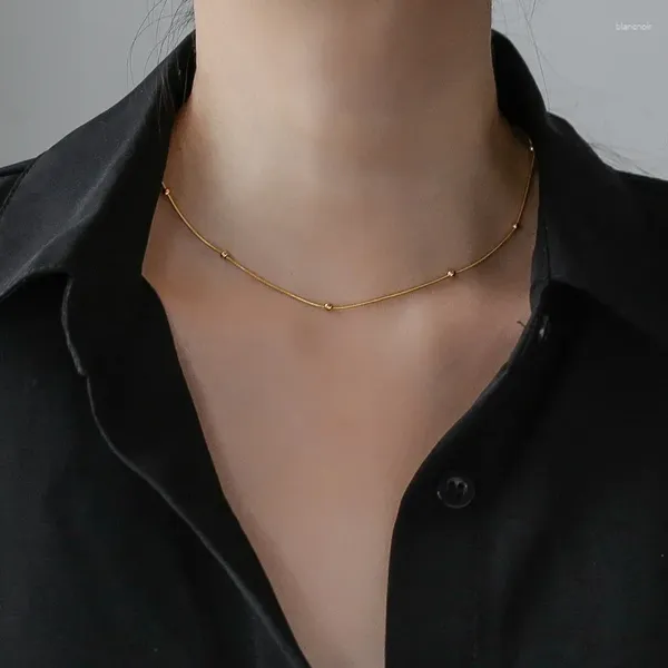 Ketten Koreanische Exquisite Titan Stahl Kugel Vergoldet Halskette Für Frauen Mädchen Elegante Trendy Schmuck Party Geschenk