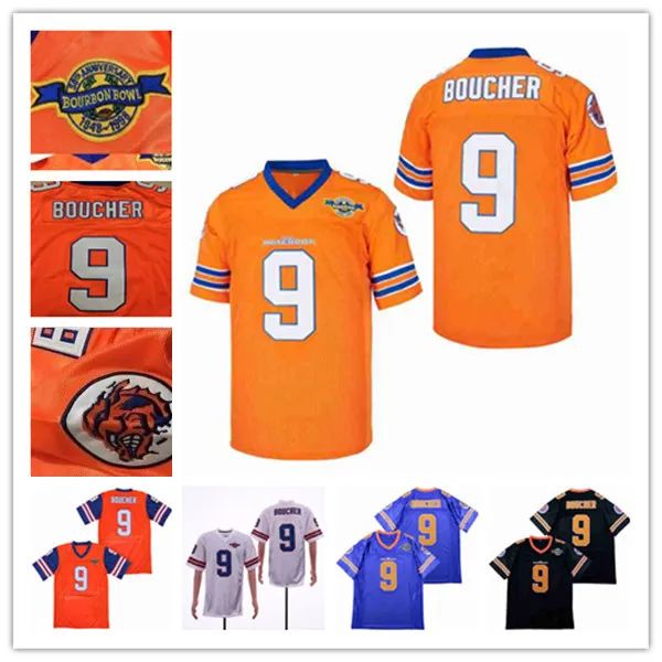 Man Movie 9 Bobby Boucher Maglia da calcio The Waterboy Mud Dogs Adam Sandler Toppa Bourbon Bowl cucita Arancione Bianco Nero Viola Taglia S-3X 60