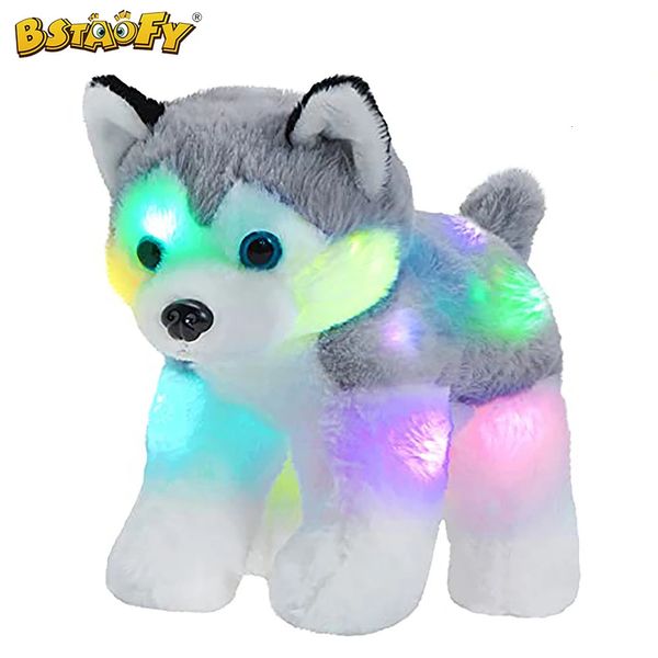 Peluş aydınlatma oyuncaklar sevimli müzikal up husky yavrusu doldurulmuş hayvan led köpek oyuncak gece ışıkları ninni doğum günü hediyeleri kızlar için 231215