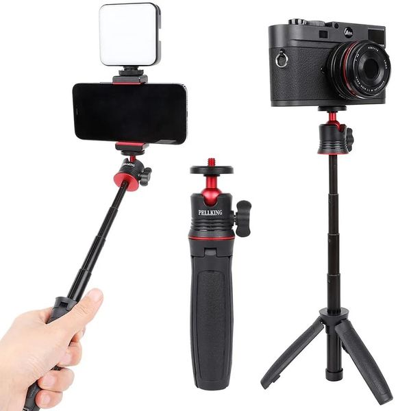 Titulares Mini Selfie Stick Tripé Stand Handle Grip para câmera de telefone para Sony / GoPro / Canon / Nikon / Fujifilm Vlog / iPhone Suporte de mesa de vídeo