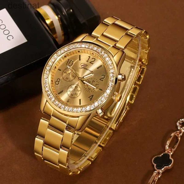 Orologi da donna Orologio da donna in cristallo di quarzo di lusso Feminino Relogio Bracciale da polso Orologio casual Reloj Oro/Argento Mujer Bayan Kol SaatiL231216