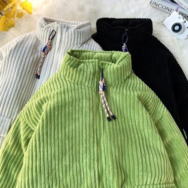 Giacche da uomo Cappotto in cotone di velluto a coste Verde avocado Abbigliamento da lavoro stile retrò giapponese pigro di Hong Kong Confortevole strada solida