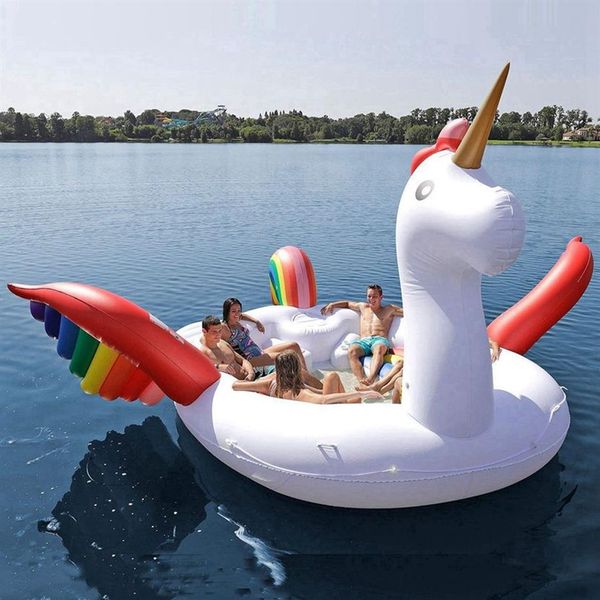 5M Piscina Gonfiabile Gigante Unicorno Party Bird Island Grande formato unicorno barca gigante fenicottero galleggiante Flamingo Island per 6-8 persone R254J