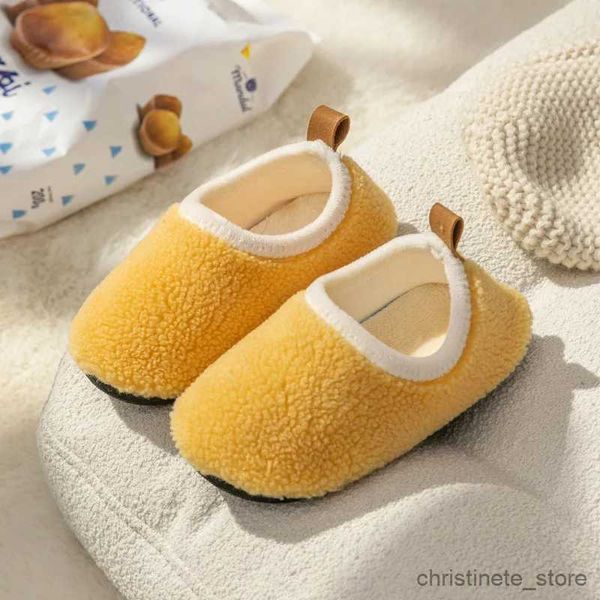 Slipper Kids Home Slippers Indoor Sole Anti -Slip Children Flats Comfort Cotton Shoes de algodão meninos meninas Sapatos leves de piso R231216