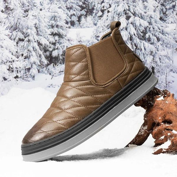 Botas inverno homens de boa qualidade sapatos de couro para tênis de caminhada confortáveis tornozelo neve