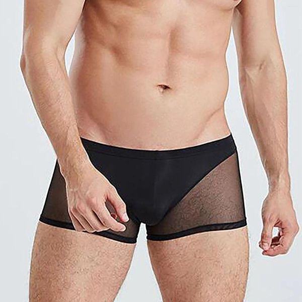 Mutande Sexy Boxer In Rete Intimo Uomo Elasticizzato A Vita Bassa Trasparente Mutandine Senza Cuciture Stile Giapponese Traspirante Elastico Maschile