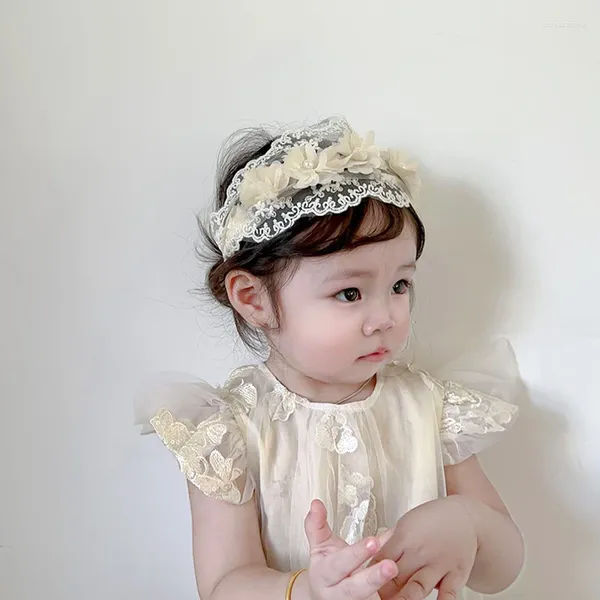 Acessórios de cabelo Lace Headbands Criança Coreano Jacquard Nascido Bebê Aniversário Headdress Turban Kid Hairbands Pogal Prop