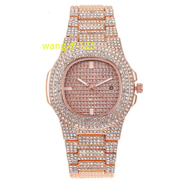 Orologio da donna con moissanite, colore oro, datario, movimento, fondello in acciaio inossidabile, diamanti, pietre ceche, sr626sw