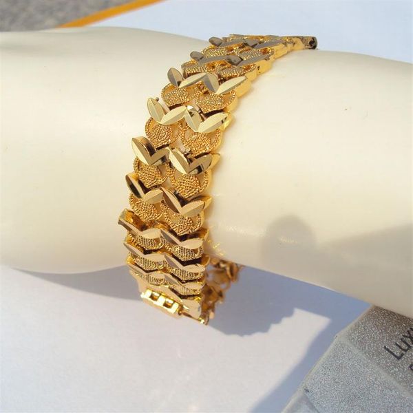 Bracciale a maglie Euro Curb LARGO a strati in oro giallo 24K 24CT per uomo e donna 26 grammi LADIES S736255w