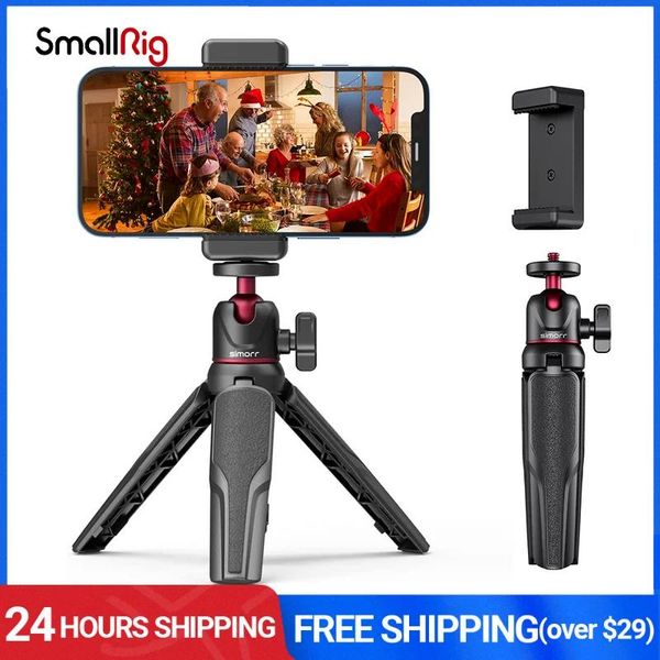 Titulares Smallrig Phone Tripé Stand com Universal Clip Tabletop Mini Extensível Handle Selfie Stick para iPhone Sony GoPro Camera 3512