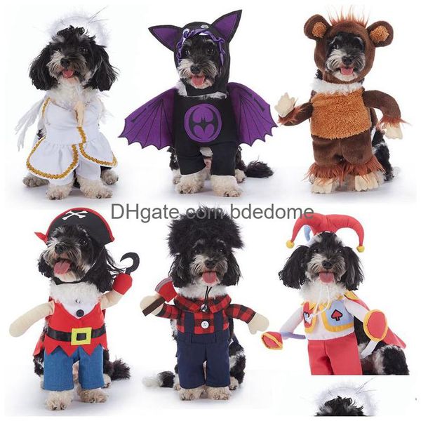 Natal Halloween Cão Trajes Engraçados Vestuário Cosplay Traje Roupas Festa Para Pequenos Cães Médios Atacado Gota Entrega Dhdw9