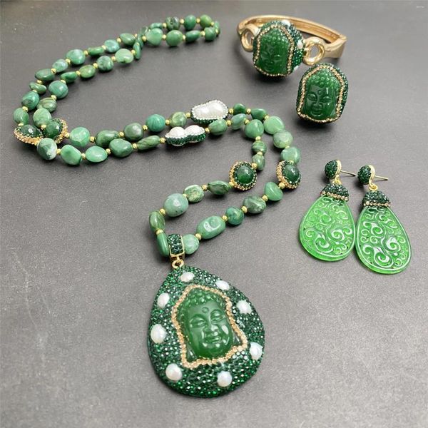 Collana di orecchini con set di giada malese 2023 con gioielli in vera pelle per banchetti personalizzati in stile antico