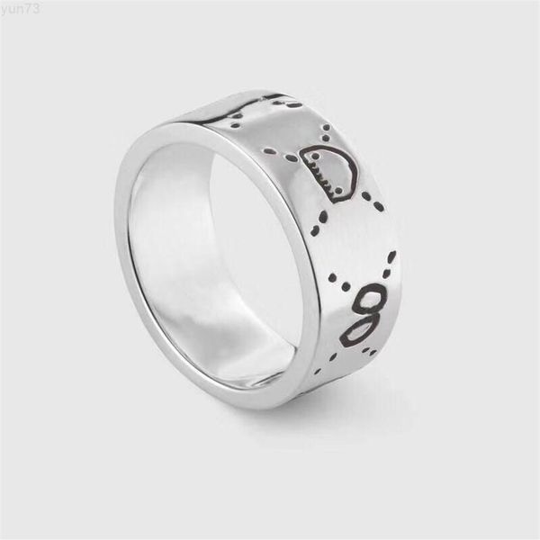 Anello in argento sterling di alta qualità con fiore e uccello intagliato con teschio, anello per uomo e donna, anello per coppia di moda254m