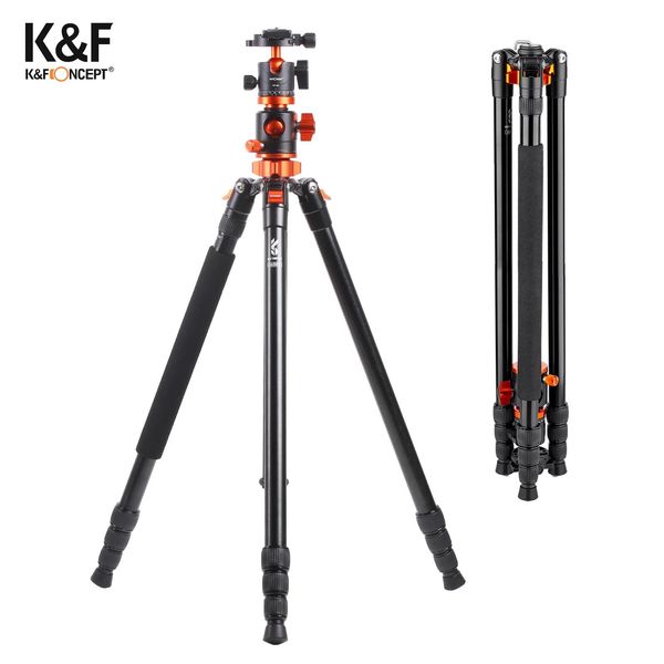 Acessórios K F CONCEPT SA254T1 Tripé de fotografia de 94,1 polegadas Monopé Câmera Suporte de tripé Liga de alumínio 10kg Carga útil Ballhead para câmera DSLR