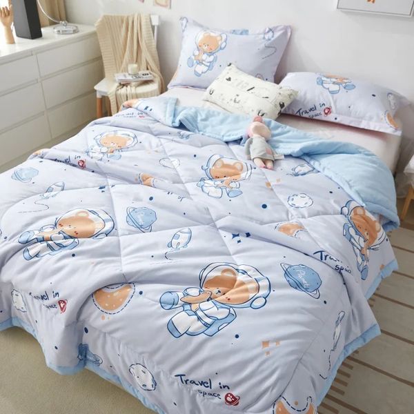 Bettdecken-Sets, niedlicher Weltraumbär, bedruckt, Frühling, Sommer, Bettdecke, Erwachsene, Kinder, weich, atmungsaktiv, Steppdecke, Einzelbett, Doppelbett, Decke, Steppdecken 231215