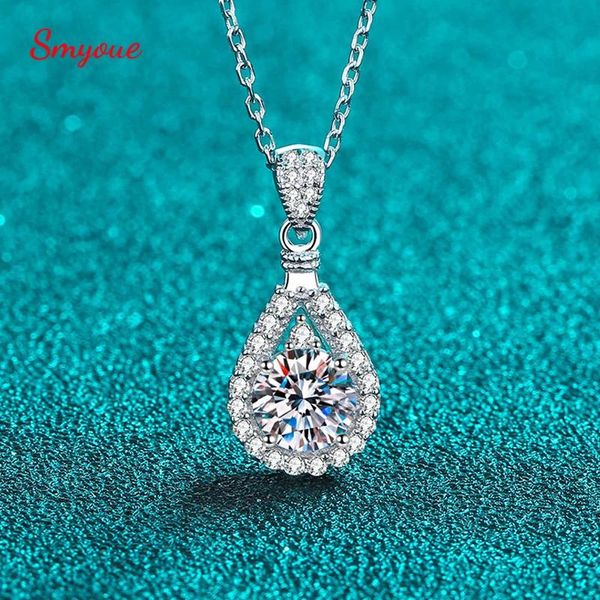 collane di lacci Smyoue 100% cravatta di moissanite reale per donne vvs ciondolo diamantato taglio rotondo per la fidanzata gioiello s sterling sier gra