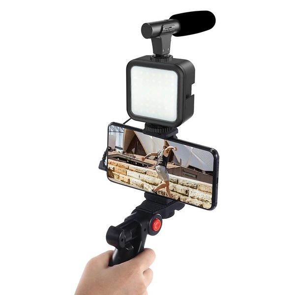 Accessori Kit per vlogging per smartphone Attrezzatura per registrazione video con treppiede Otturatore luminoso per telefono con fotocamera Youtube Set Kit per vlogger