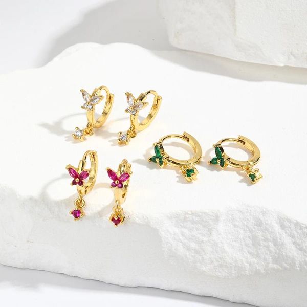 Boucles d'oreilles créoles en argent Sterling 925, boucle d'oreille exquise en cristal de Zircon, bijoux à la mode pour dames, cadeau d'anniversaire
