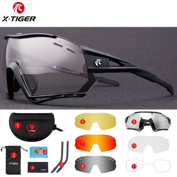 Eyewears XTIGER Occhiali da sole da ciclismo fotocromatici 5 lenti UV400 Occhiali da mountain bike Uomo Occhiali da ciclismo per sport all'aria aperta con montatura per miopia