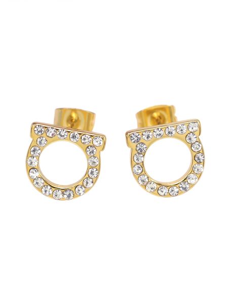Luxury Brand C U D Letters Designer Brincos de garanhão amor retrô vintage bling diamante cristal em aço inoxidável anéis de ouvido Earring jew 86668