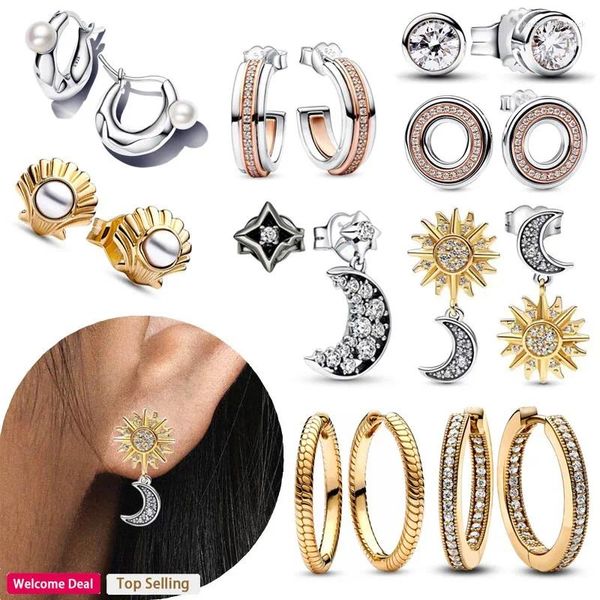 Ohrstecker 2023 Verkauf 925 Silber Kreative Gänseblümchen Sonne Mond Damen Perle Logo Mode Festival Hochwertiger Charm Schmuck