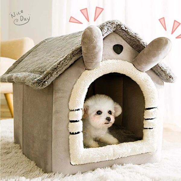 Canis canetas gato cama de cachorro dobrável pet sleepping cama removível e lavável casa de gato canil para casa de cachorro ninho de gato interior 231216
