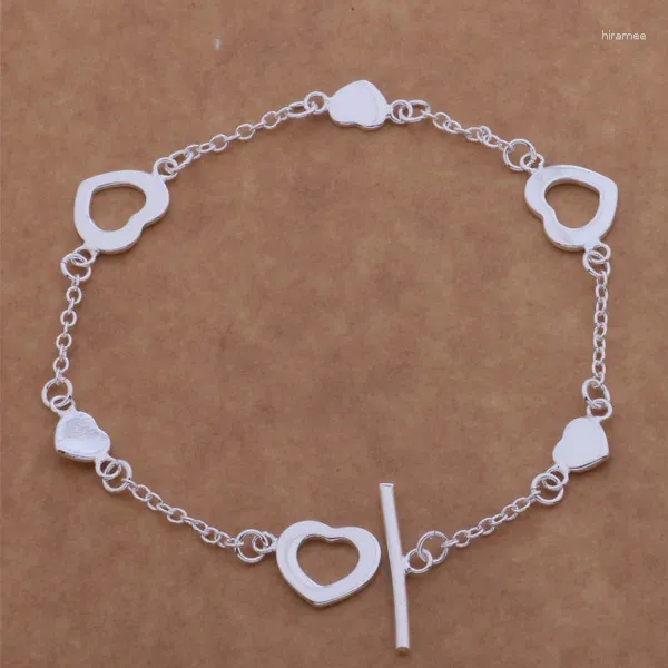 Link Armbänder AH130 Großhandel Geschenk Frauen Dame Schöne Hohe Qualität S925 Sterling Silber Farbe Mode Schmuck Falsche Wahre Herz Armband