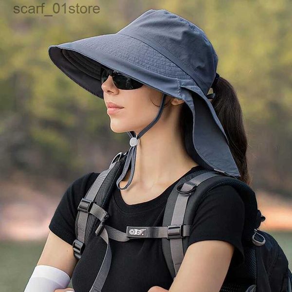 Sombreros de ala ancha Sombreros de cubo Diseñador Ligero Cola de caballo Agujero Visera Sombreros Sombreros de verano para mujeres Ala grande Protección para los ojos al aire libre Protector solar C Sun HatL231216