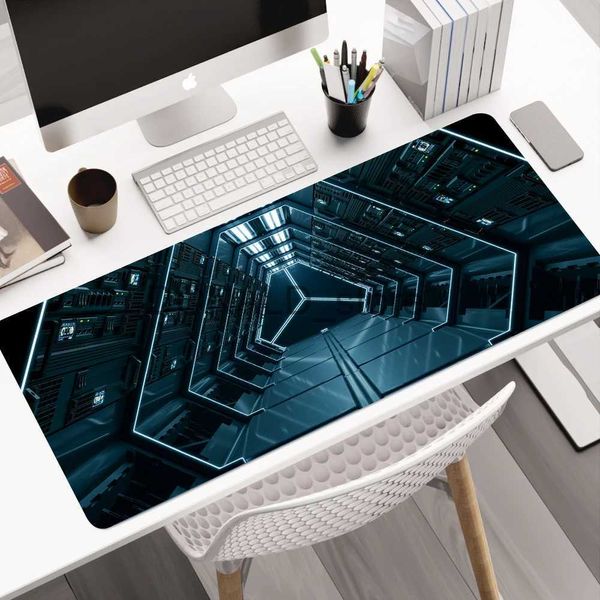 Mouse Pads Apoios de pulso Estendido anti-respingo anti-incrustante jogo mouse pad computador mesa proteção almofada 3D sci-fi estação espacial decoração de escritório J231215