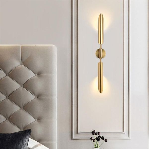 Moderna lampada da parete a led semplice illuminazione per interni in oro applique apparecchio nordico per soggiorno sala da pranzo camera da letto arredamento bagno luci creative214T