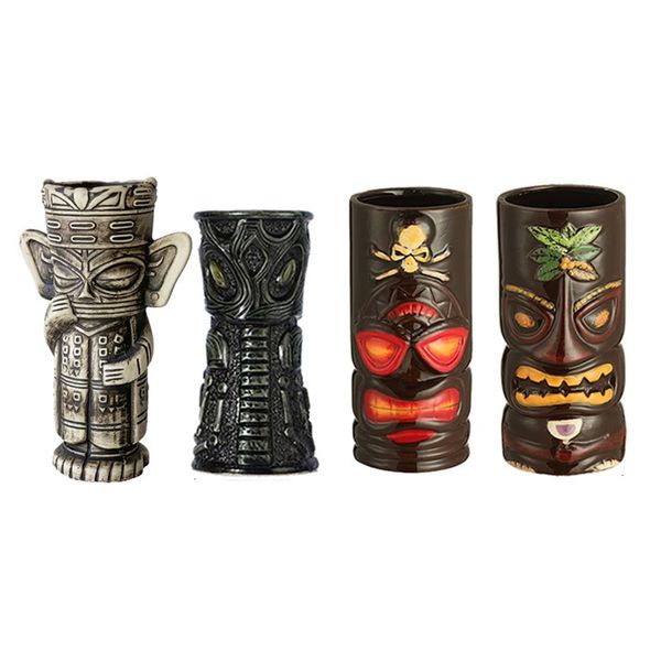 Canecas Cerâmica Tiki Caneca Criativa Porcelana Cerveja Copo de Vinho Bar Ferramenta Exótica Cocktail Óculos 231216