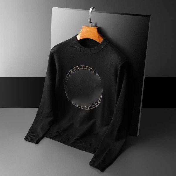 2024 Новая льняная рубашка с круглым вырезом, мужская утепленная приталенная рубашка с длинным рукавом Hot Diamond, теплый вязаный свитер того же качества, что и настоящая вещь VERSA