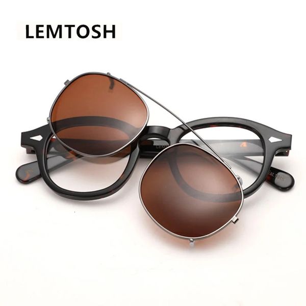 Модные солнцезащитные очки в оправе на клипсе, мужские солнцезащитные очки Johnny Depp Lemtosh, оправа для оптических очков, женские роскошные брендовые винтажные ацетатные солнцезащитные очки для водителя 231215
